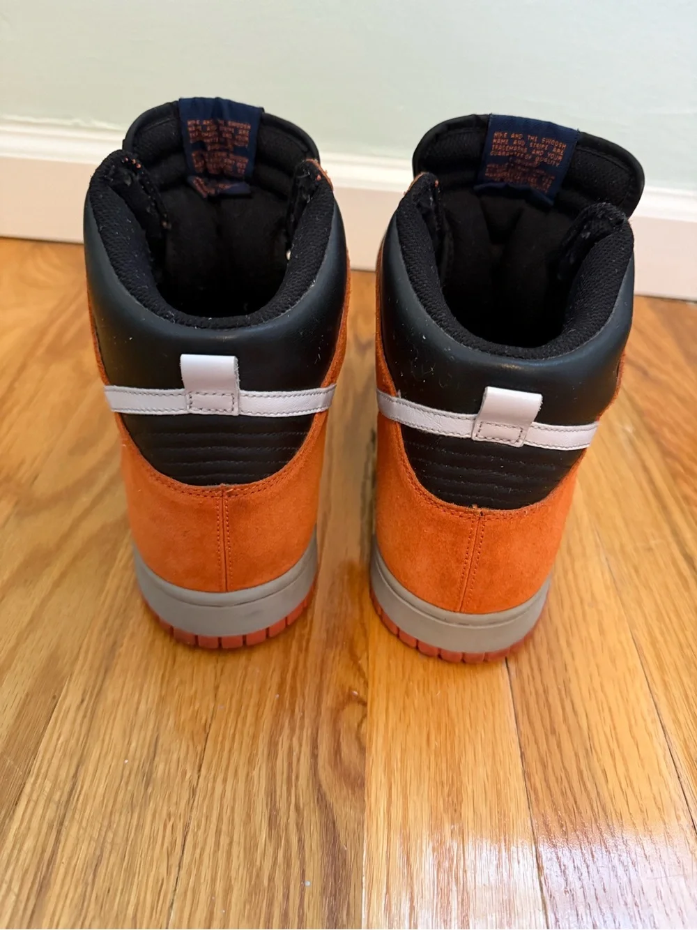Nike High-Top Sneakers in Orange, Black & White